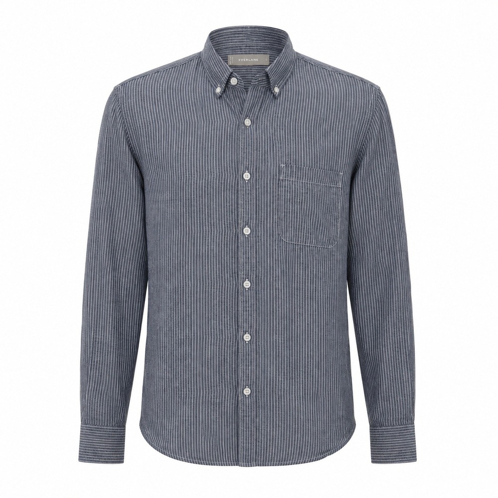 Everlane Mens Classic Striped Linen Button Down Shirt Small Long Sleeve S